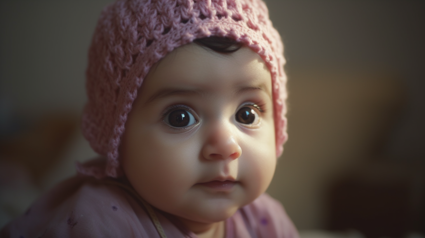 Portrait d'une petite fille de 6 mois d'origine arabe en gros plan