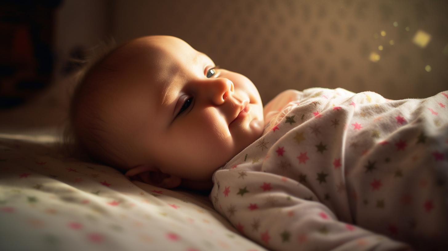 Portrait d'un bébé fille de 6 mois qui dort dans son lit