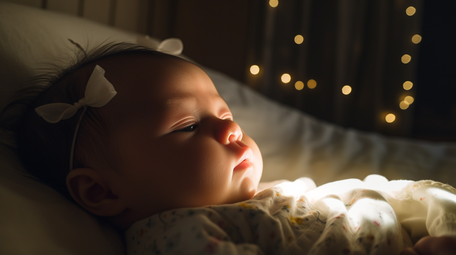 Portrait d'un bébé fille asiatique de six mois qui dort dans son lit