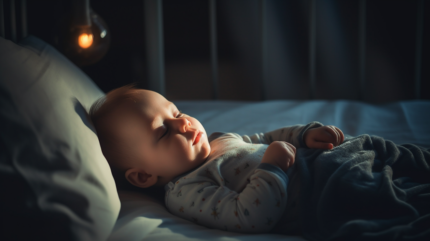 Portrait d'un bébé garçon de un an qui dort dans son lit
