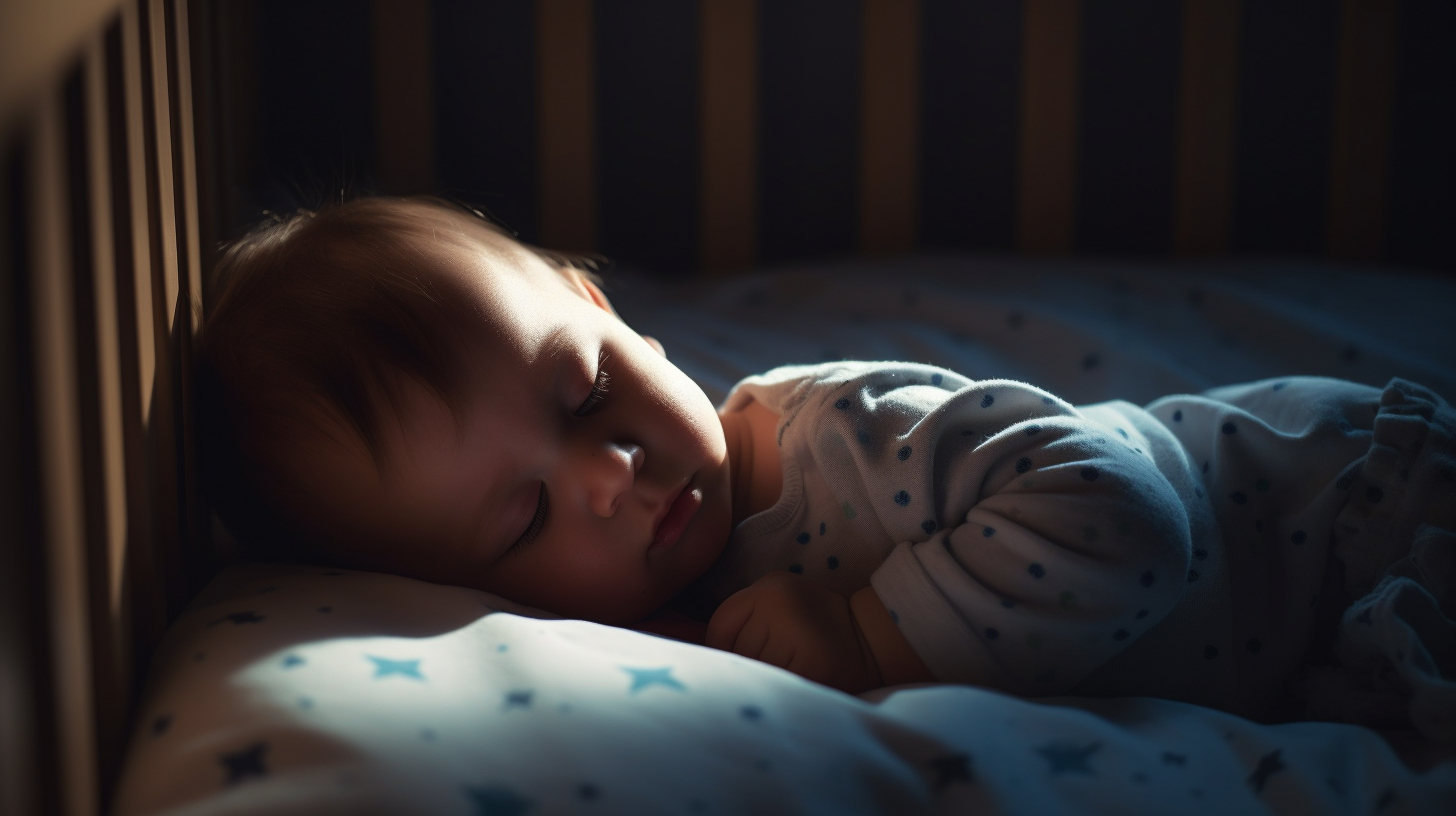 Portrait d'un bébé garçon de deux ans qui dort dans son lit