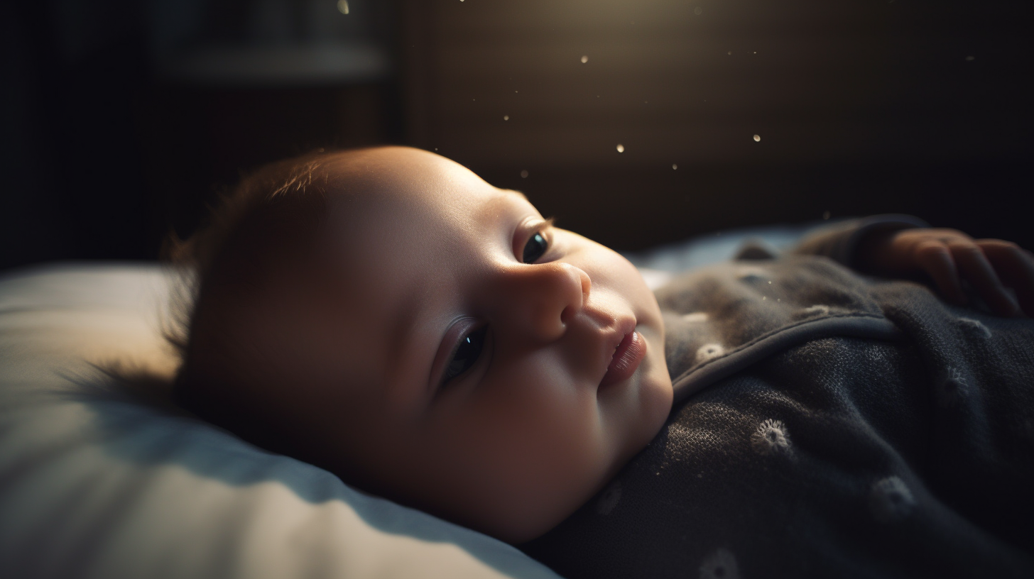 Portrait d'un bébé garçon de six mois qui dort dans son lit