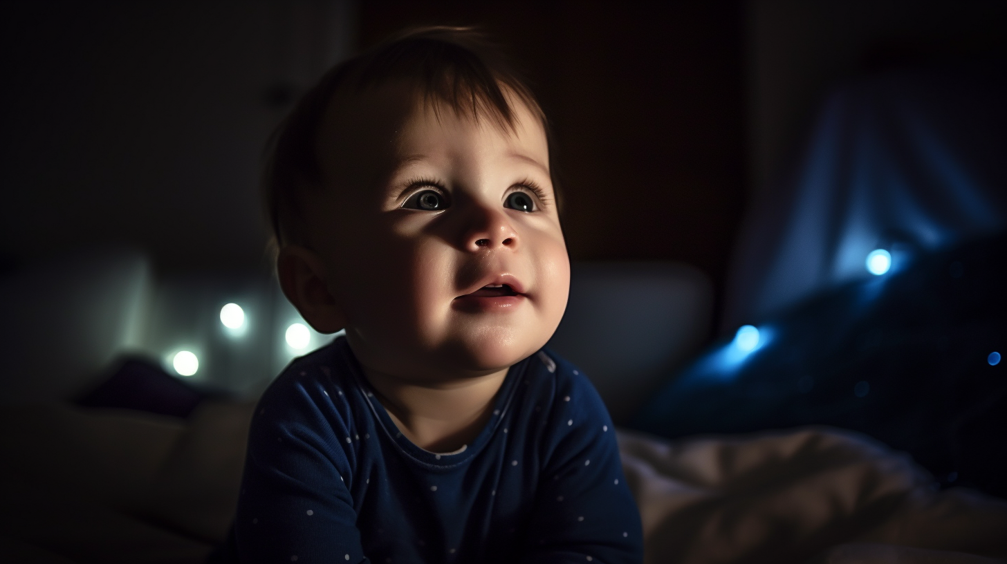 Veilleuse LED avec un petit garçon brun de un an