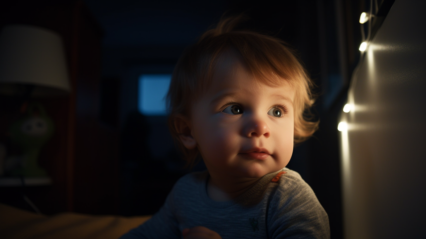 Veilleuse LED avec un petit garçon roux de un an