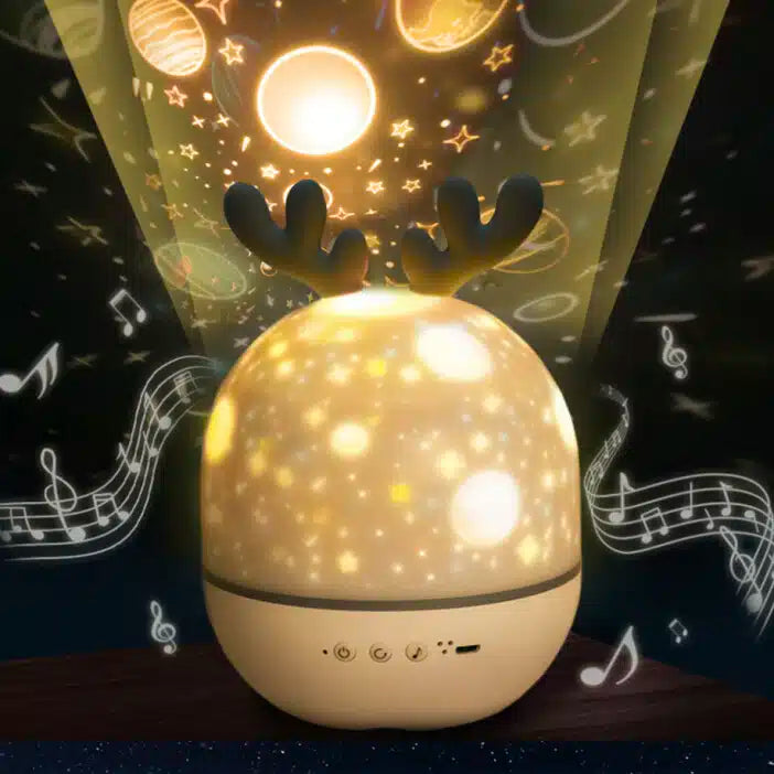 Veilleuse musicale à projection d’étoile au plafond pour bébé avec fonction musicale activée