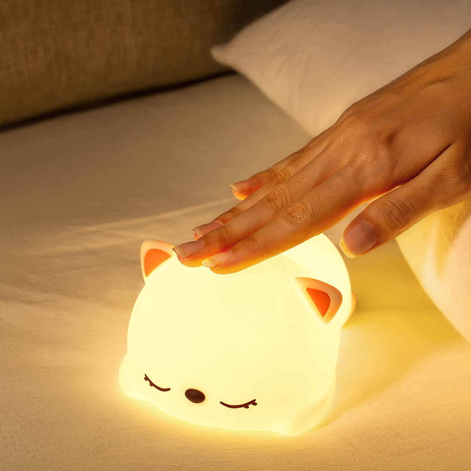 Veilleuse pour bébé en forme de chat avec fonction tactile