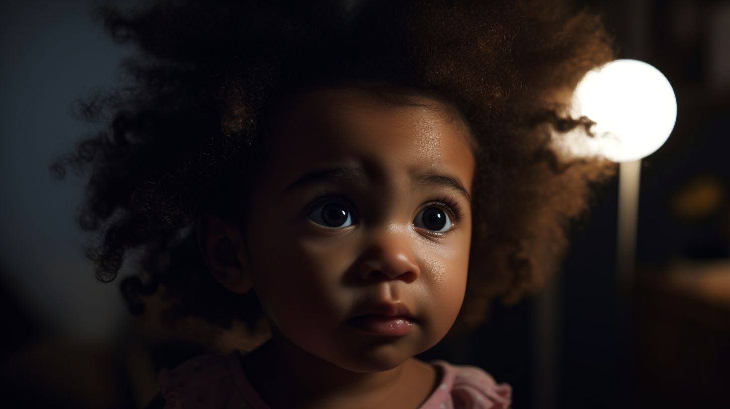 Veilleuse jungle avec une petit fille afro d'un an