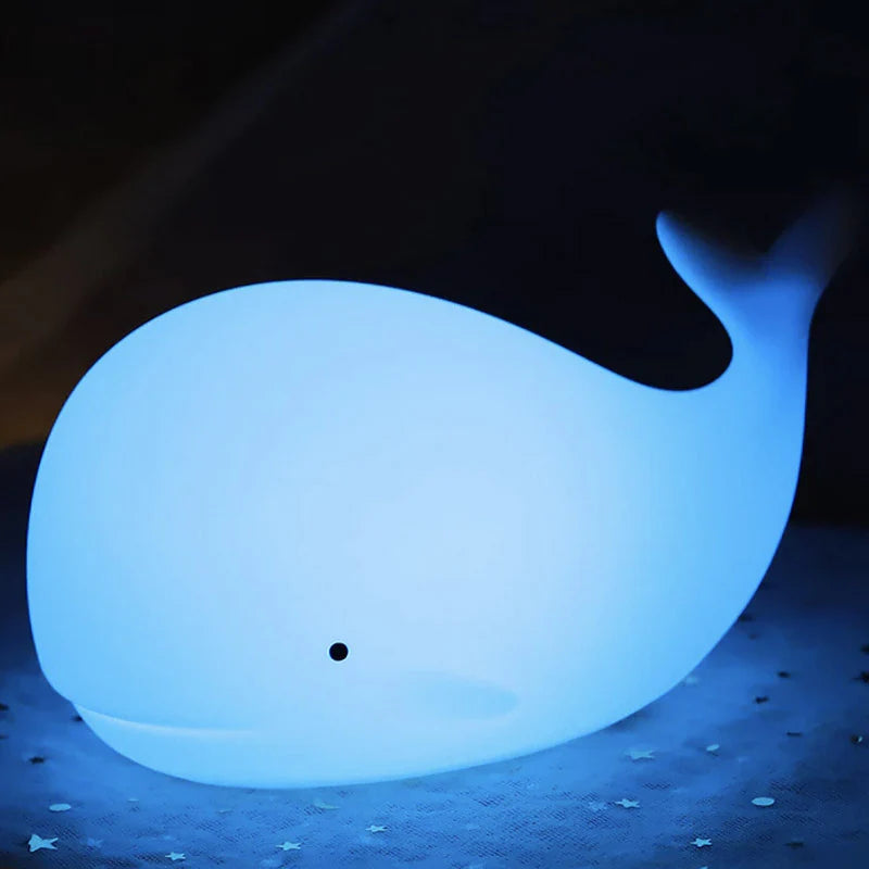Veilleuse en forme de baleine à lumière bleue