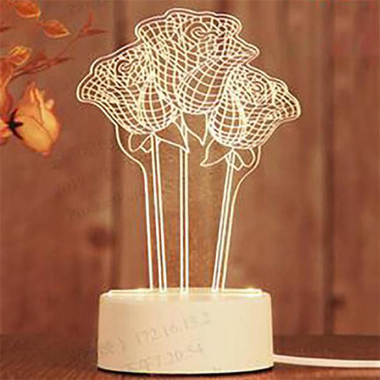 Lampe 3D Roses Veilleuse - Une lampe décorative et fonctionnelle pour votre maison