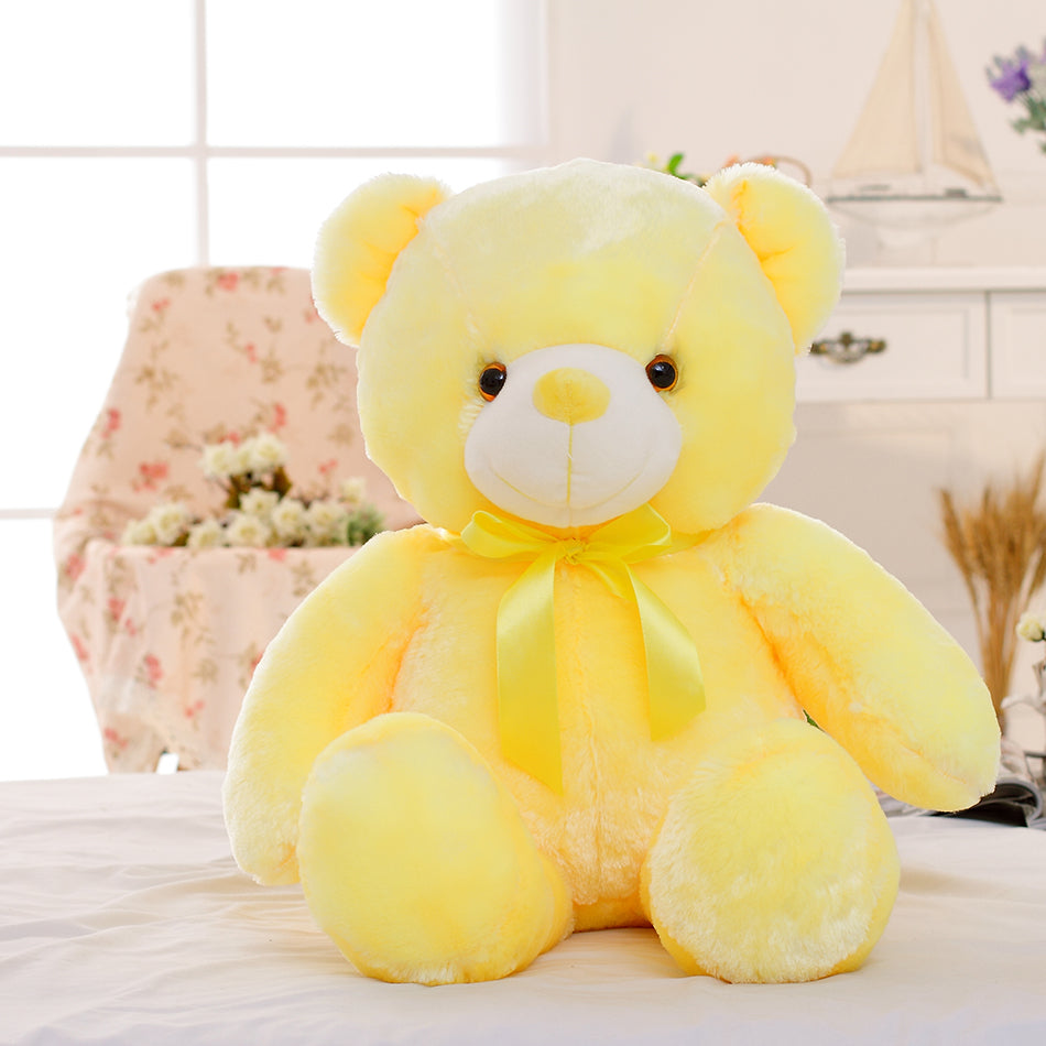 Peluche veilleuse en forme d'ourson lumineux de couleur jaune