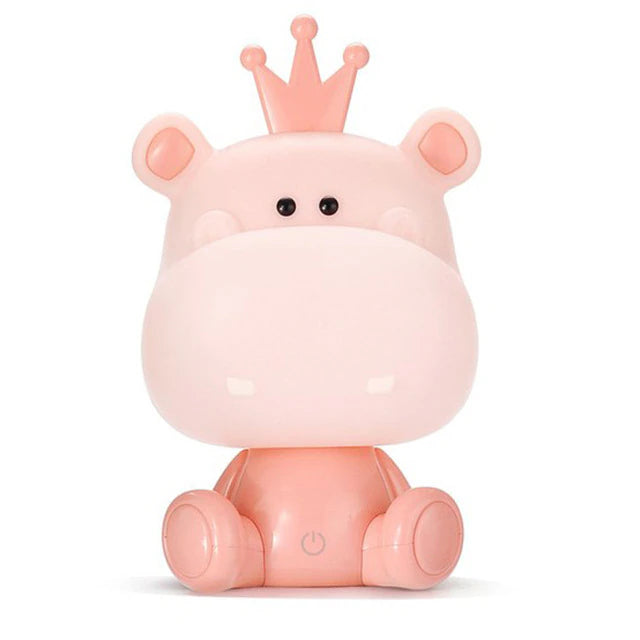 Veilleuse pour bébé en forme d'hippopotame de couleur rose