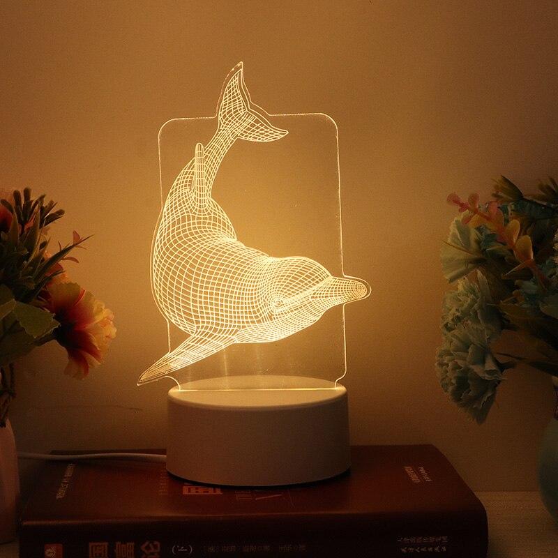 Lampe 3D Dauphin Veilleuse LED - Une veilleuse LED 3D en forme de dauphin pour une décoration unique et originale