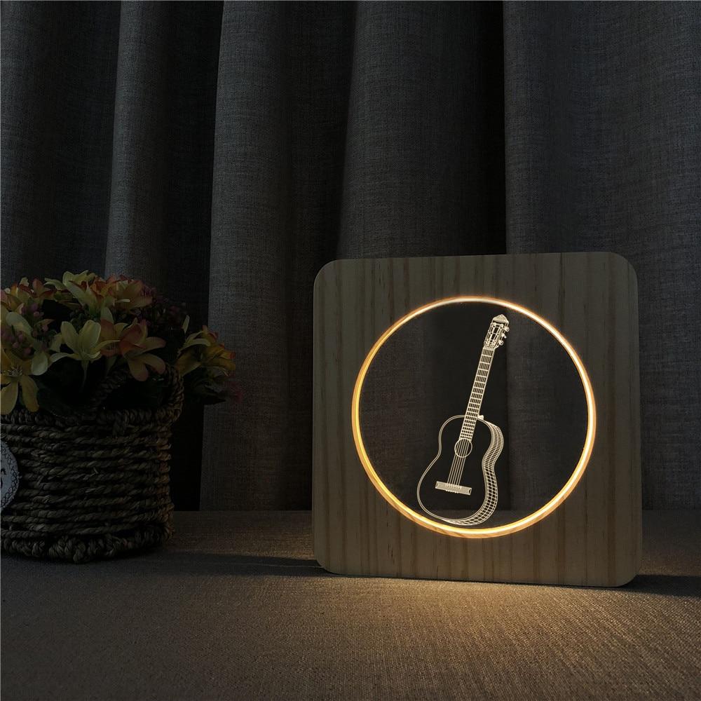 Lampe de Chevet Bois Guitare Veilleuse - Idéale pour une décoration originale et unique