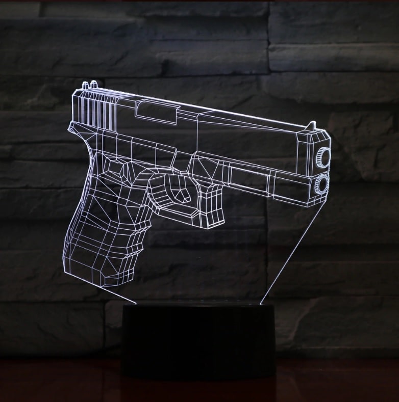 Lampe 3D Pistolet Veilleuse LED - Une lampe originale et amusante pour les enfants et les adultes