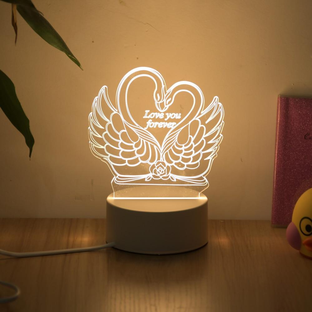 Lampe 3D Cygne Amour Veilleuse - Une décoration romantique et unique pour votre maison