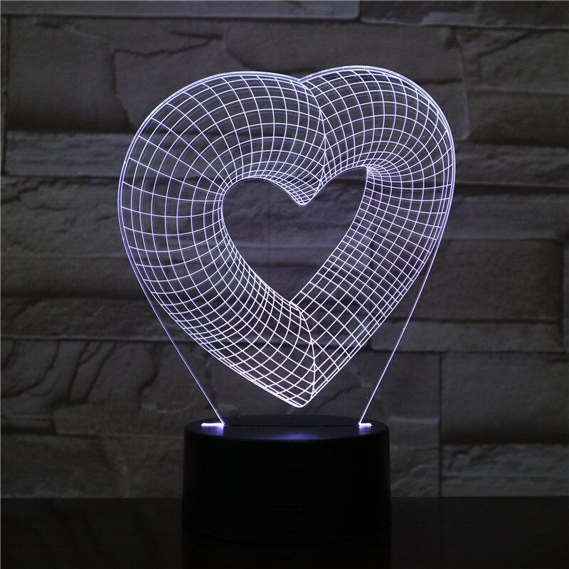 Lampe 3D Veilleuse Cœur Abstract - Une lampe décorative et unique pour votre maison