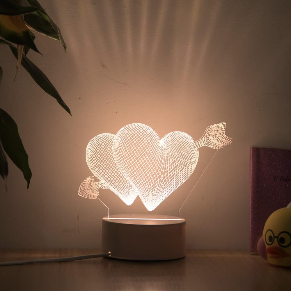 Lampe 3D Veilleuse Double Cœur - Une décoration unique et romantique pour votre maison