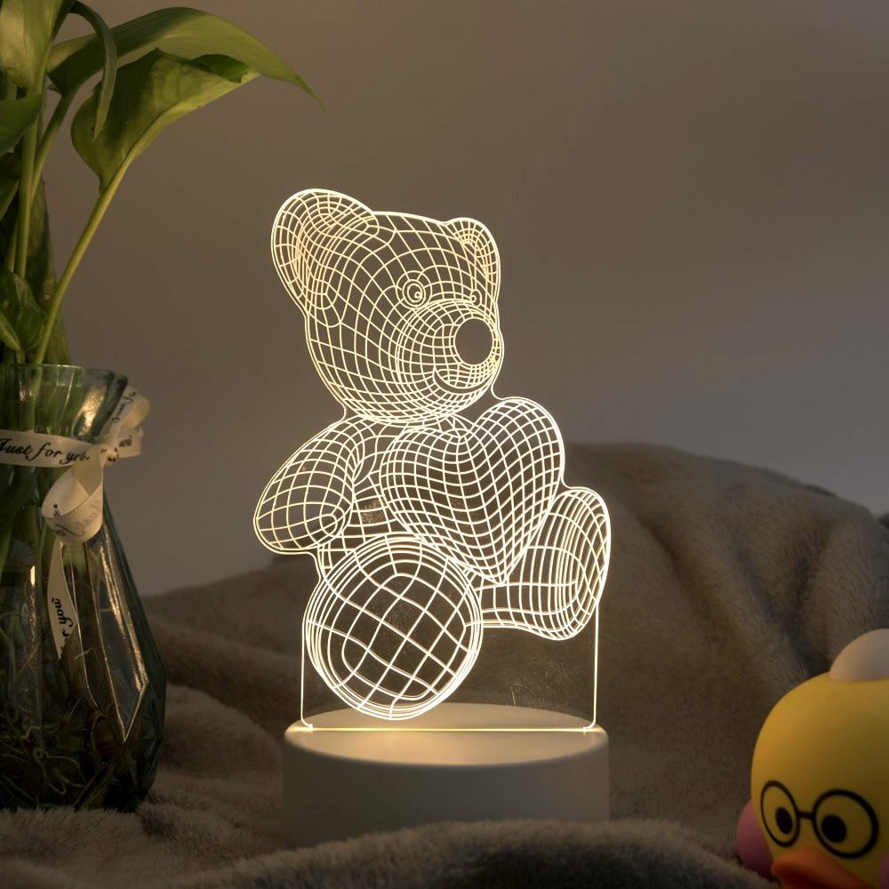 Lampe 3D Veilleuse Nounours Love - Une veilleuse mignonne et amusante pour les enfants