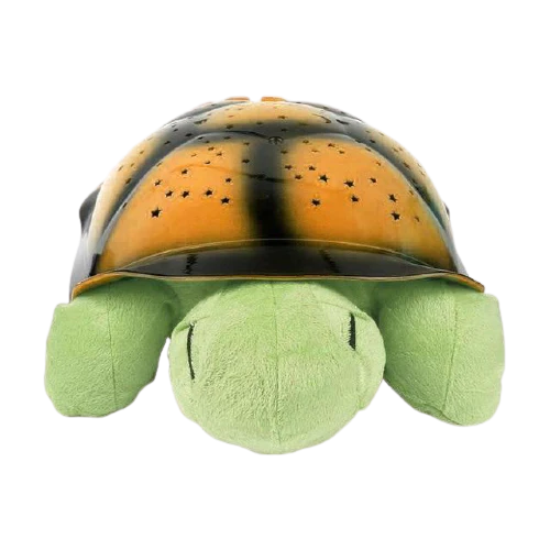 Peluche veilleuse en forme de tortue à projection de ciel étoilé, couleur vert, vue de face
