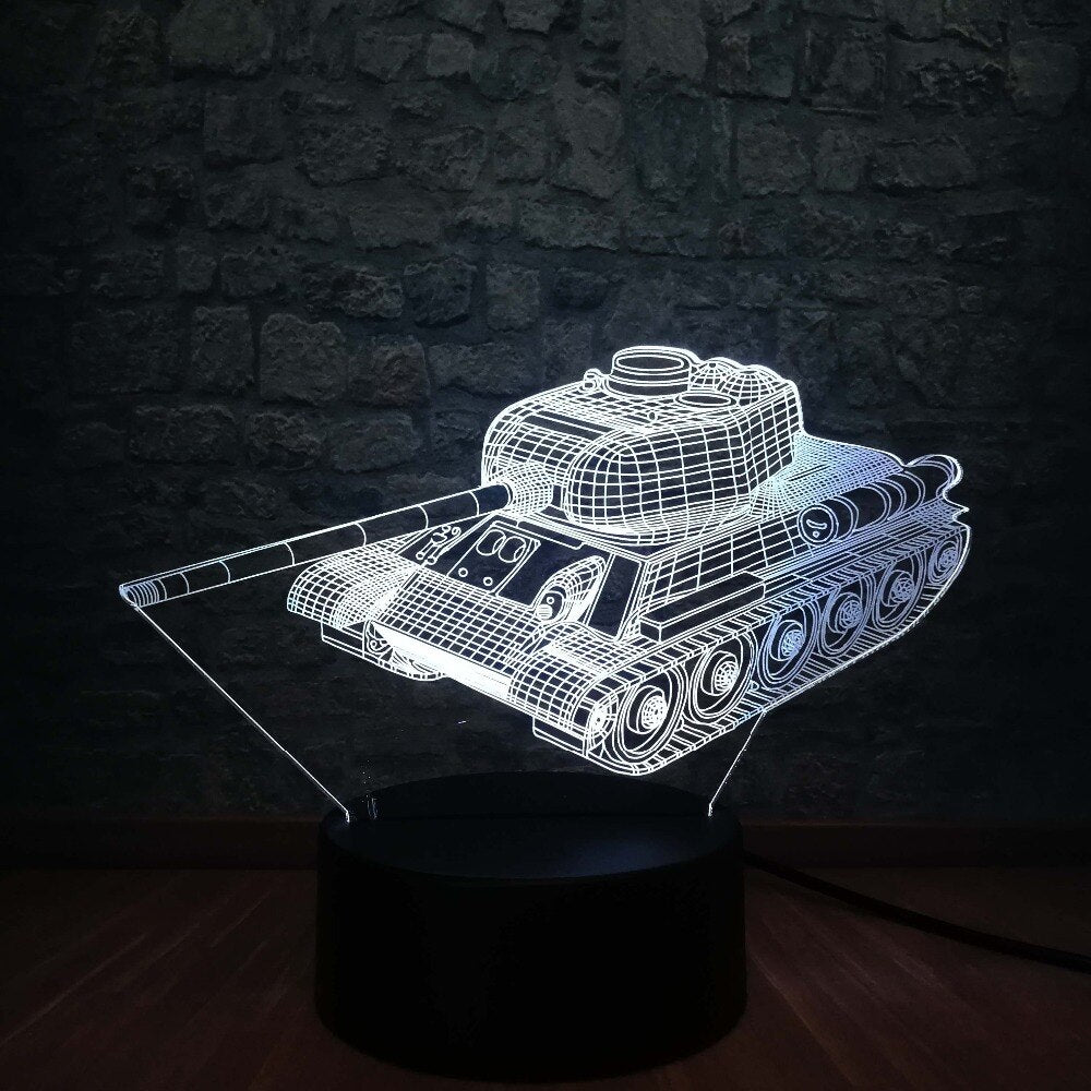 Lampe 3D Tank Veilleuse LED - Une lampe LED unique et innovante pour votre décoration intérieure
